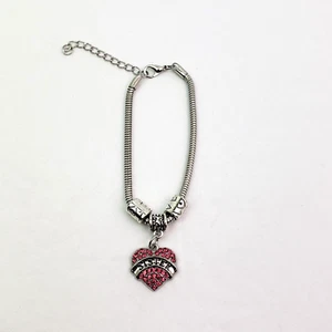 Unbranded Fashion Costume Jewelry SISTER Silver Pink Heart Charm Bracelet - Picture 1 of 4