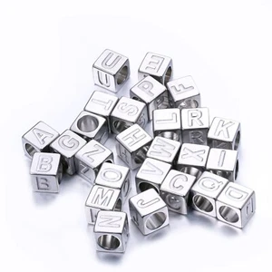 Stainless Initial Alphabet Silver Letter Charm DIY Bracelet Necklace Accessory - Picture 1 of 30