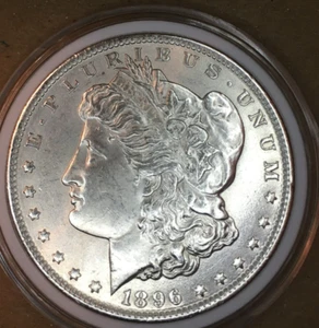 Moneta Argento 1896 Morgan Dollaro Molto Bella, Abbagliante, Scelta Non Circolata - Foto 1 di 5