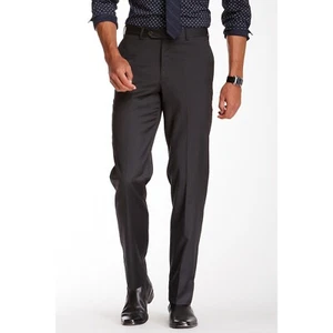 Ike Behar Mens Charcoal Grey Wool Flat Front Dress Suit Slacks Pants 36 NWT - Picture 1 of 3