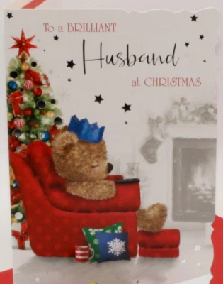 MISTLETOE PRESS HUSBAND CHRISTMAS XMAS CARD GOOD QUALITY LOVELY WORDS Large 9"x6"
