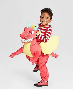 RIDE A DRAGON TODDLER COSTUME RED & YELLOW WINGED DRAGON BLUE HORNED ONE SIZE - Picture 1 of 7