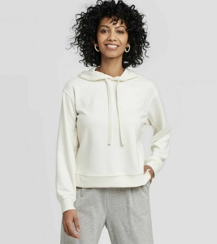 OFF WHITE Felpa donna con cappuccio A New Day panna taglia XS NUOVA SENZA ETICHETTE