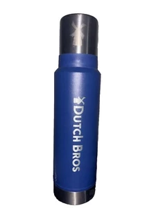 Dutch Bros Marineblau Metall Kantine Große Kalt Edelstahl Flasche mit Tasse - Bild 1 von 7