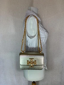 NUEVO Bolso Bandolera/Hombro Convertible Pequeño Tory Burch Eleanor Cuero Dorado - Imagen 1 de 12