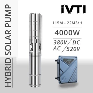 4" AC/DC Deep Bore Well Solar Water Pump 4kw 5.5HP Submersible 3-Phase 380V 22m3 - Picture 1 of 3