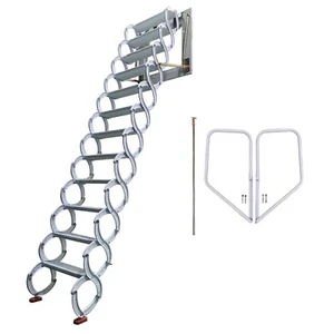 9.84ft Wall Mounted Pull Down Folding Loft Ladder White Loft Wall Ladder Stairs - Picture 1 of 10