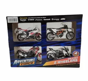 Adventure Force 4-Pack Die-Cast 2 Wheelers 1:18 Replica 4'' Motorcycles Toy - Picture 1 of 6