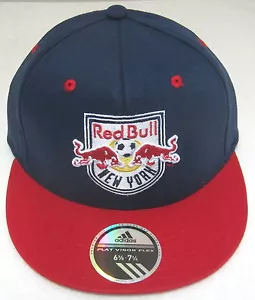 MLS New York Red Bulls Multi-Color Structured Flat Bill Fitted Hat By adidas S/M - Picture 1 of 2