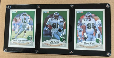 PHILADELPHIA EAGLES 3 CARD PLAQUE RANDALL CUNNINGHAM CRIS CARTER REGGIE WHITE Cover