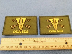 PAIR OF -  Special Forces - ODA 5214 PATCHES - GREEN - HOOK BACKS - NEW - Picture 1 of 3