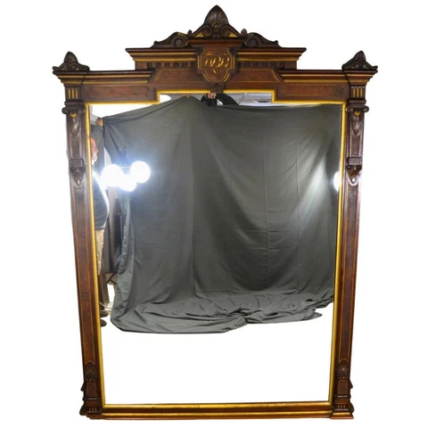 Antique Large Renaissance Walnut Hall Mirror #21683 Cover