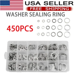 450 Stck./Set Ölablaufstecker Quetschen Flachdichtung Waschmaschine Dichtung O-Ring Sortiment Kit - Bild 1 von 8