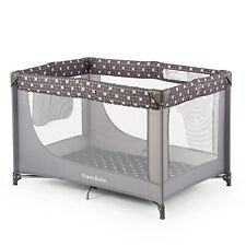 Pamo Babe Portable Enclosed Baby Playpen Crib with Mattress and Carry Bag, Gray