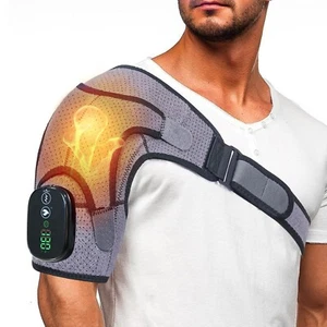 Cordless Heated Shoulder Massager Vibration Heating Shoulder Brace Support Wrap - Picture 1 of 7