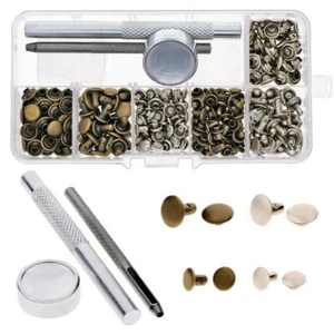 120Pcs/Set Rivets Double Cap Metal Stud Fixing Tool For Leather Craft Belt Kits - Picture 1 of 9