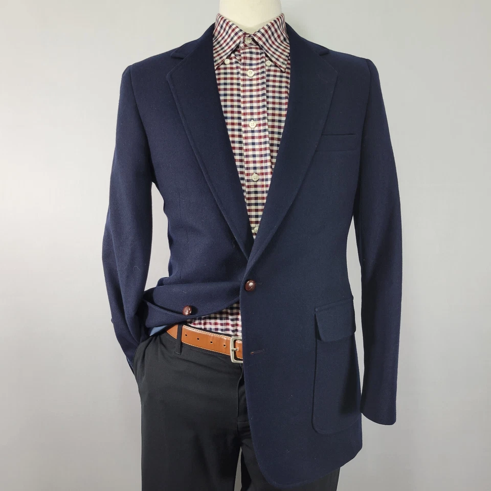 Abrigo Blazer Deportivo de Tweed Para Hombre Haggar Dos Botones Lana Azul Marino Talla 40L De Colección Foto 1 de 4