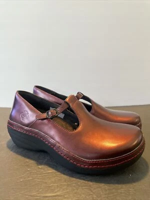 Timberland Mujer Correa en T Mary Jane Zapato Plano Talla 7.5 M Borgoña Cuero Hebilla Foto 1 de 4