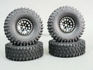 Maßstab 1:10 Metall LKW Räder + Reifen 1.9 Beadlock Felgen V2 schwarz + schwarze Ringe - Bild 1 von 12