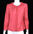 ARMANI COLLEZIONI Brink Pink Silk Dupioni Bow Collar Zip-Front Jacket 12
