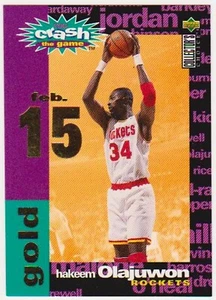1995-96 Collector's Choice Crash The Game GOLD Hakeem Olajuwon #C16 Feb 15 Card - Bild 1 von 2