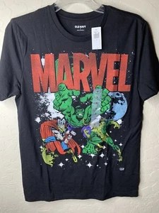 Old Navy Marvel Comics T-Shirt Herren Größe S Hulk Iron Man Avengers schwarz neu mit Etikett - Bild 1 von 2