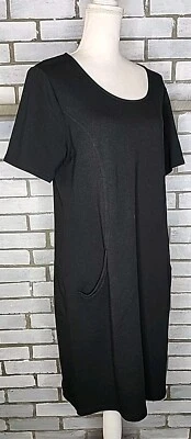 Vestido Camiseta de mujer D & Co manga corta talla mediana negro bolsillos algodón Foto 1 de 4