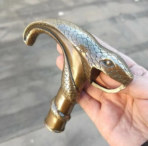 Antico bastone da passeggio vittoriano con pistola in bronzo testa serpente - Foto 1 di 5