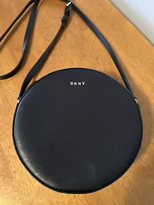 DKNY Round Shoulder Crossbody Bag Purse Black 7.5” Diameter - Picture 1 of 5
