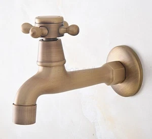 Antique Brass Single Cold Faucet Wall Outdoor Mop Pool Faucet Bathroom Sink Tap - Picture 1 of 7