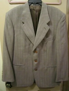 SZ 38S US 48C IT ZANETTI MENS BROWN STRIPED SUPER 100'S WOOL JACKET BLAZER, GUC - Picture 1 of 11