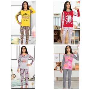 Kinder Pyjama Schlafanzug Mädchen Lang %100 Baumwolle 2-Teiler (5-12 Jahre) E-71 - Bild 1 von 9