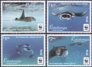 Rarotonga (Cook Islands) 2016 WWF/Manta Ray/Fish/Marine/Nature 4v set (b209w) - Picture 1 of 1
