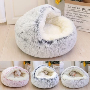 Cama calmante interior para gato abrazo felpa cálida cueva iglú tienda casa nido para dormir S M - Imagen 1 de 15