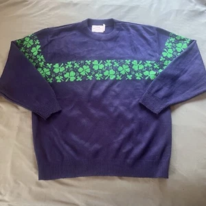 Vintage Irish Shamrock Pullover Crewneck Knit Sweater Mens L USA Made Whats Next - Bild 1 von 10