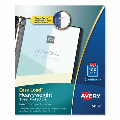 Avery Top-Load Poly Sheet Protectors Heavy Gauge Letter Nonglare 100/Box 74102 - Image 1 of 4