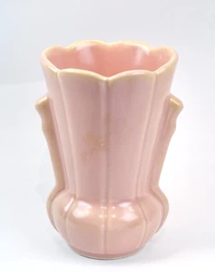 Vintage Bauer CAL-ART Pottery Ray Murray Design Matte Pink 5" Handled Vase - Picture 1 of 9