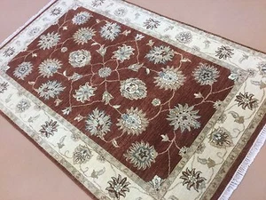 4 Fuß,1 Zoll x 6 Fuß,2 Zoll Rot Beige Orientteppich Fein Ziegler Handgeknüpft Wolle Foyer - Bild 1 von 12
