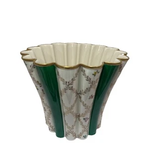 Chelsea House Port Royal Italy Beige Green Floral Gold Trim Cache Urn Planter - Picture 1 of 16