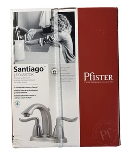 Juego central de grifo de baño Pfister Santiago 2 asas 4" LF-048-STOK níquel cepillado - Imagen 1 de 6