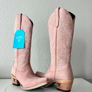 Botas de Vaquero Lane SMOKESHOW Mujer 7 Cuero Rosa Vaquera Occidental Media Pantorrilla Alta - Imagen 1 de 14