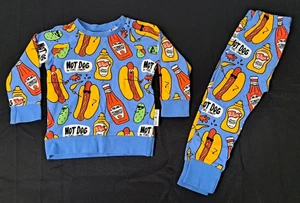 Rare! Purl & Lamb Hot Dog Ketchup & Mustard 2 Piece Long Sleeve Pajama Set 2/3T - Picture 1 of 23