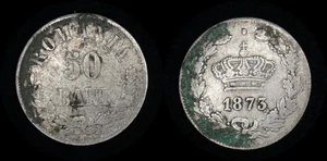 RUMANIA 1873 - 50 Bani Carol I - KM# 9 PLATA - Imagen 1 de 3