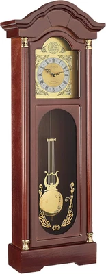 Bedford Clock Collection Antique Cherry Oak Finish Chiming Wall Clock with Roman - Image 1 of 4