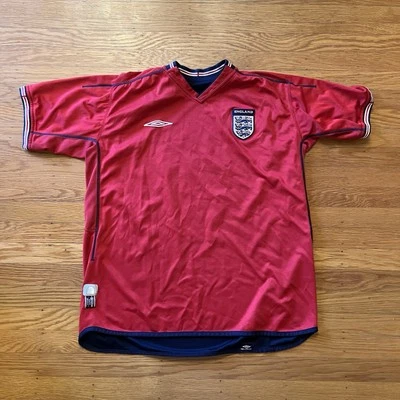 Umbro 2004 England Team Reversible Away Football Soccer Jersey Sz Large Red/Blue - Image 1 of 4