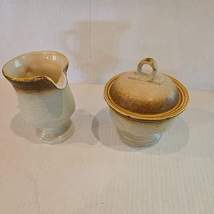Vintage Mikasa Creamer and Covered Sugar Bowl Whole Wheat E8000 Japan Stoneware - Picture 1 of 16