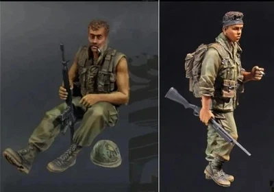 Unpainted 1/35 2 US Army Soldiers Vietnam War Resin Figure Model Kit Unassembled - Image 1 of 4