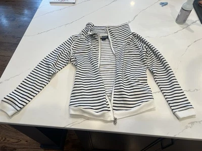 Sudadera con capucha a rayas Christine Alexander en azul marino y blanco - talla pequeña Foto 1 de 3