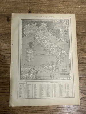 Antique 1911 Map Of Italy (With Rome Enlarged) 15.5”x11” - Image 1 of 4