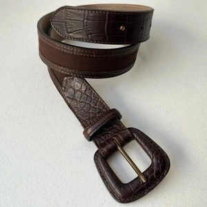 Talbots Reptile Embossed Genuine Leather Belt Made in Italy 23147 Brown Medium - Picture 1 of 11